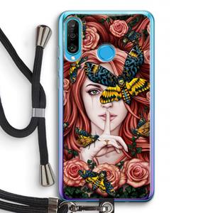 CaseCompany Lady Moth: Huawei P30 Lite Transparant Hoesje met koord