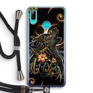 CaseCompany Huilende Wolf: Huawei P Smart (2019) Transparant Hoesje met koord