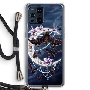 CaseCompany Vleermuizen Maan: Oppo Find X3 Transparant Hoesje met koord