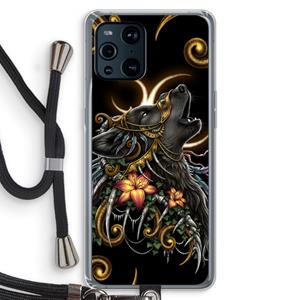 CaseCompany Huilende Wolf: Oppo Find X3 Transparant Hoesje met koord