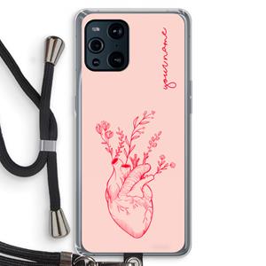 CaseCompany Blooming Heart: Oppo Find X3 Transparant Hoesje met koord