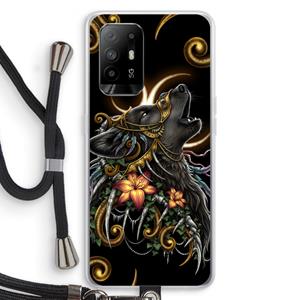 CaseCompany Huilende Wolf: Oppo A95 5G Transparant Hoesje met koord