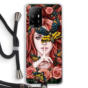 CaseCompany Lady Moth: Oppo A95 5G Transparant Hoesje met koord