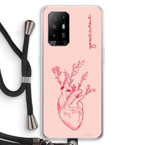CaseCompany Blooming Heart: Oppo A95 5G Transparant Hoesje met koord