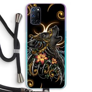 CaseCompany Huilende Wolf: Oppo A92 Transparant Hoesje met koord