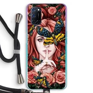 CaseCompany Lady Moth: Oppo A92 Transparant Hoesje met koord