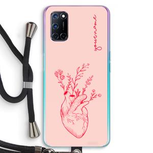 CaseCompany Blooming Heart: Oppo A92 Transparant Hoesje met koord