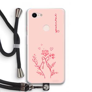 CaseCompany Giving Flowers: Pixel 3 XL Transparant Hoesje met koord
