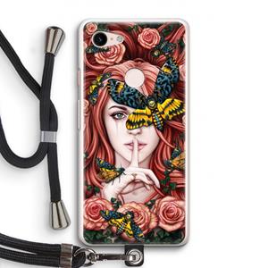 CaseCompany Lady Moth: Pixel 3 Transparant Hoesje met koord