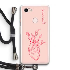 CaseCompany Blooming Heart: Pixel 3 Transparant Hoesje met koord