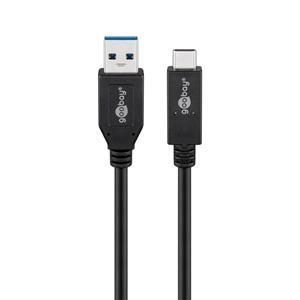 Goobay USB 3.1 GEN 2 (USB 3.0) USB-C (M) naar USB-A (M) kabel - 10Gbit/s - Up to 60W - USB adapter - OTG kabel - USB-C (M) naar USB-A (M) kabel - 0.5m - 10Gbit/s - GEN 2 - zwart