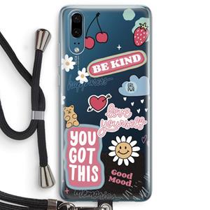 CaseCompany Positivity: Huawei P20 Transparant Hoesje met koord