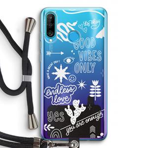 CaseCompany Good vibes: Huawei P30 Lite Transparant Hoesje met koord