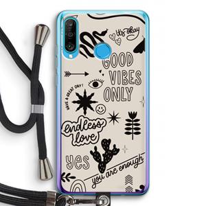 CaseCompany Good vibes: Huawei P30 Lite Transparant Hoesje met koord