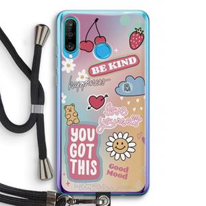 CaseCompany Positivity: Huawei P30 Lite Transparant Hoesje met koord