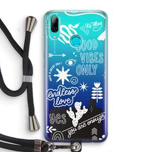 CaseCompany Good vibes: Huawei P Smart (2019) Transparant Hoesje met koord