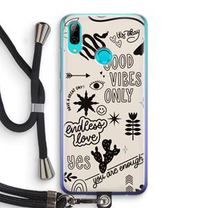 CaseCompany Good vibes: Huawei P Smart (2019) Transparant Hoesje met koord