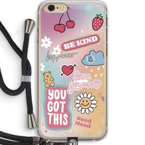 CaseCompany Positivity: iPhone 6 PLUS / 6S PLUS Transparant Hoesje met koord