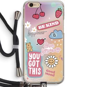 CaseCompany Positivity: iPhone 6 / 6S Transparant Hoesje met koord