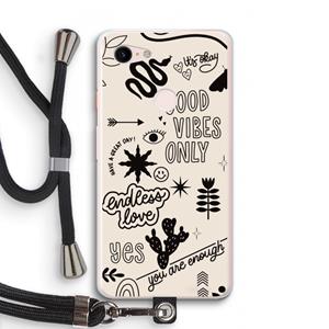 CaseCompany Good vibes: Pixel 3 XL Transparant Hoesje met koord