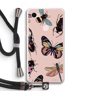 CaseCompany Tiny Bugs: Pixel 3 XL Transparant Hoesje met koord