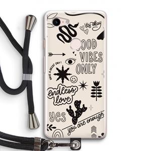 CaseCompany Good vibes: Pixel 3 Transparant Hoesje met koord