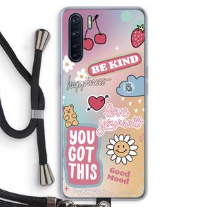 CaseCompany Positivity: Oppo A91 Transparant Hoesje met koord