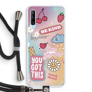 CaseCompany Positivity: Huawei P Smart Pro Transparant Hoesje met koord