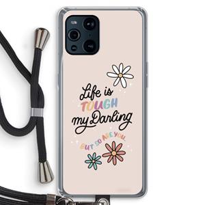 CaseCompany Tough Life: Oppo Find X3 Transparant Hoesje met koord