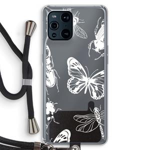 CaseCompany Tiny Bugs: Oppo Find X3 Pro Transparant Hoesje met koord