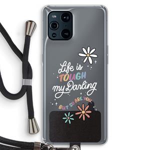 CaseCompany Tough Life: Oppo Find X3 Pro Transparant Hoesje met koord
