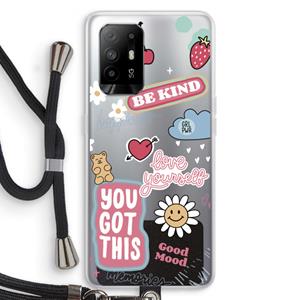 CaseCompany Positivity: Oppo A94 5G Transparant Hoesje met koord
