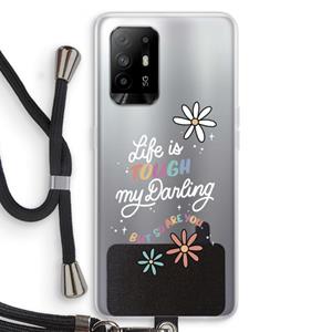 CaseCompany Tough Life: Oppo A94 5G Transparant Hoesje met koord