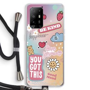 CaseCompany Positivity: Oppo A95 5G Transparant Hoesje met koord