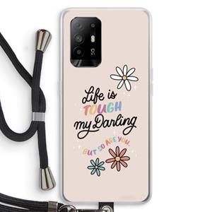 CaseCompany Tough Life: Oppo A95 5G Transparant Hoesje met koord