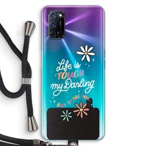CaseCompany Tough Life: Oppo A92 Transparant Hoesje met koord