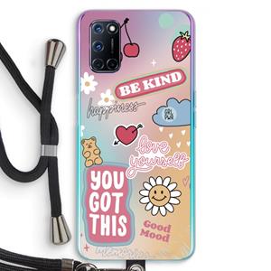 CaseCompany Positivity: Oppo A92 Transparant Hoesje met koord