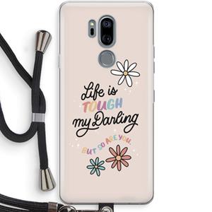 CaseCompany Tough Life: LG G7 Thinq Transparant Hoesje met koord