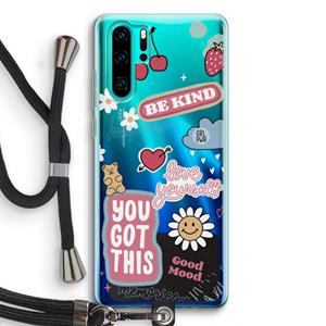 CaseCompany Positivity: Huawei P30 Pro Transparant Hoesje met koord