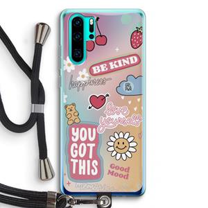 CaseCompany Positivity: Huawei P30 Pro Transparant Hoesje met koord