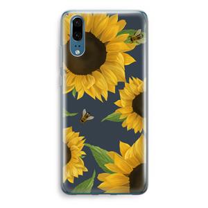 CaseCompany Sunflower and bees: Huawei P20 Transparant Hoesje