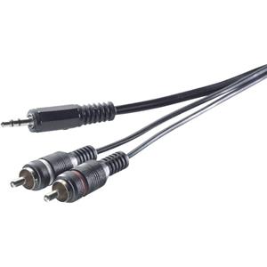 speakaprofessional SpeaKa Professional SP-1300904 Cinch / Jackplug Audio Aansluitkabel [2x Cinch-stekker - 1x Jackplug male 3,5 mm] 5.00 m Grijs