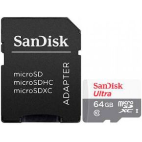 Sandisk Ultra Lite MicroSDXC UHS-I-geheugenkaart met SD-adapter 64 GB klasse 10