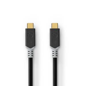 nedis USB-Kabel / USB 3.2 Gen 2x2 / USB-C™ Stecker / USB-C™ Stecker / 4K@60Hz / 20 Gbps / Vergoldet / 2.00 m / rund / Geflochten / Nylon / Silber /