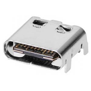 Molex 1054500101 1300 pcs Universal Serial Bus (USB) Shielded I/O Receptacle, Type C, Right-Angle, Top Mount, Surface Mount, Gold (