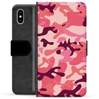 iPhone X / iPhone XS Premium Portemonnee Hoesje - Roze Camouflage