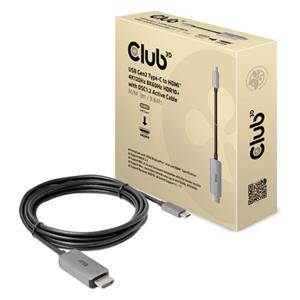 CLUB3D USB Gen2 Type-C to HDMI 4K120Hz 8K60Hz HDR10 with DSC1.2 Active Cable M/M 3m