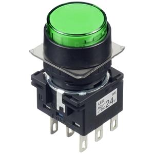 Idec LB1L-A1T64G Verlichte druktoets 250 V, 125 V, 30 V 5 A 2x uit/(aan) Continu Groen (Ø) 22 mm IP65 1 stuk(s)