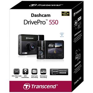 Transcend DrivePro 550B Dashcam met GPS Kijkhoek horizontaal (max.): 150 ° 12 V, 24 V WiFi, Accu, Cabinecamera