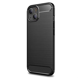 iPhone 13 Mini Geborsteld TPU Case - Koolstofvezel - Zwart